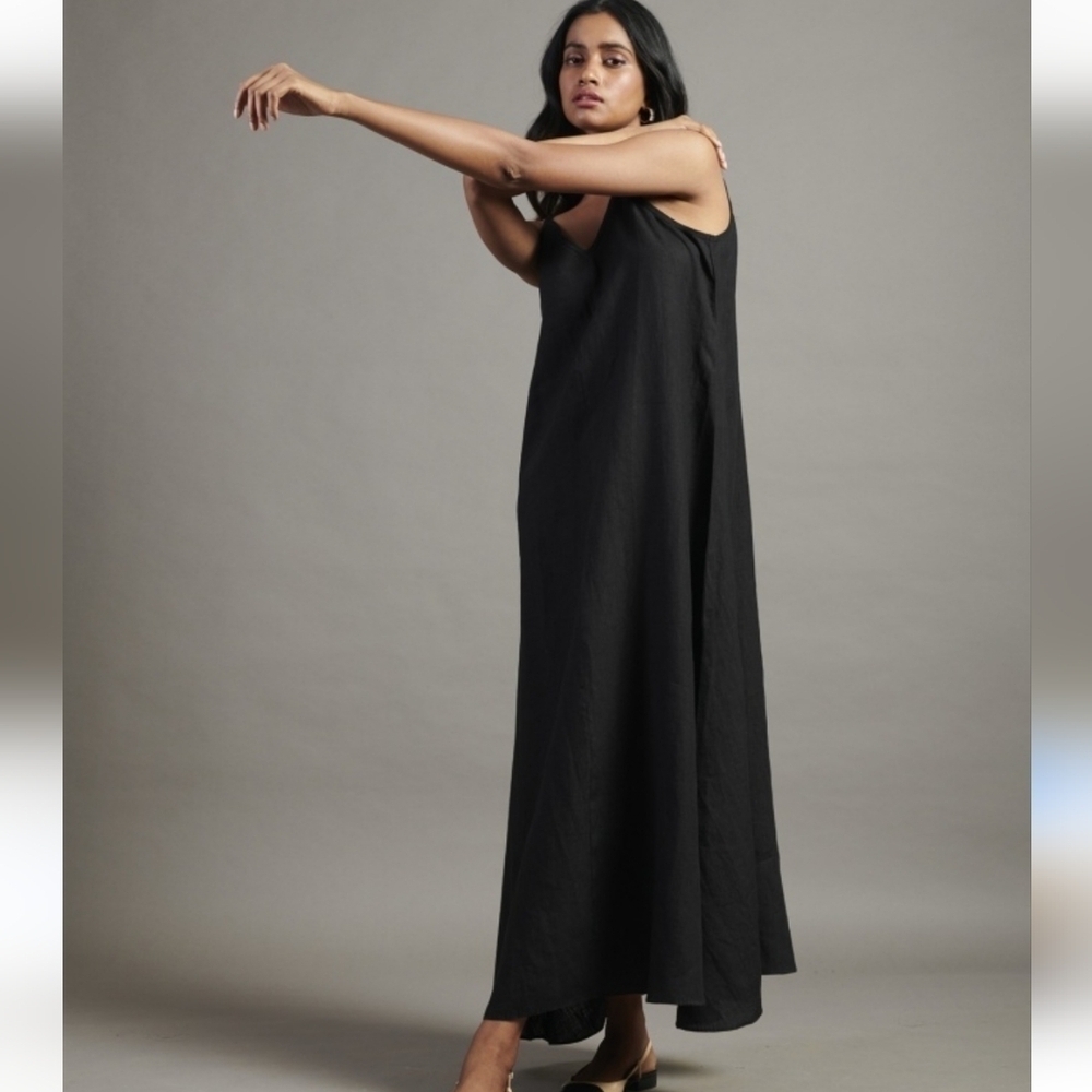 Soft Surroundings Women's Black Sleek Maxi Dress Size Medium